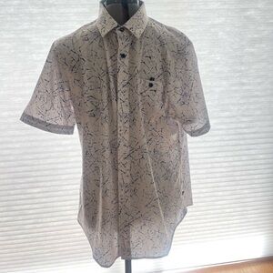 7 Diamonds Cream and Blue Abstract Shirt